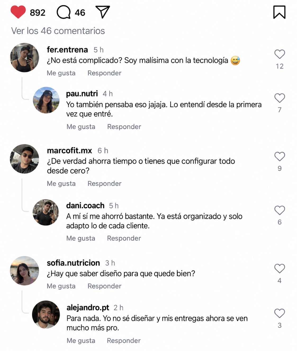 Conversación de Sofía, entrenadora, sobre preparar una rutina desde el celular y enviar el PDF por WhatsApp